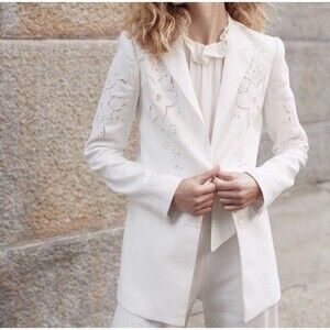 TAILORED By Rebecca Taylor Eyelet Floral Blazer 2 XS 2 Button $550